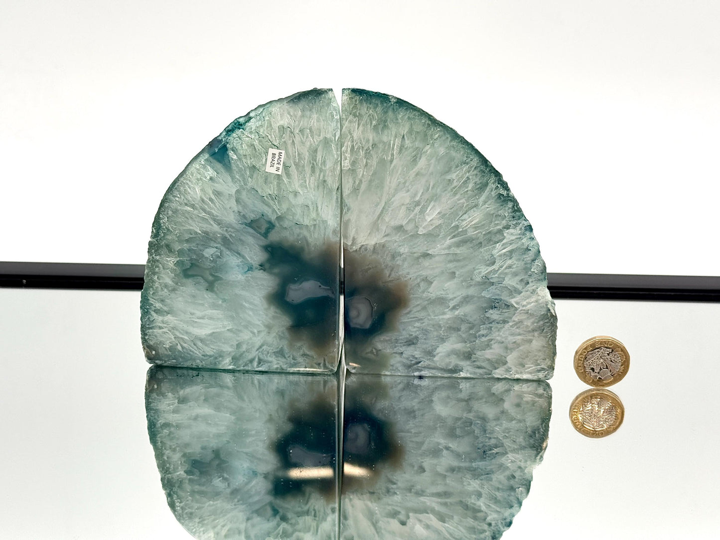 Large Crystal Bookends Home Decor Office Gift Blue Agate Quartz (#17)