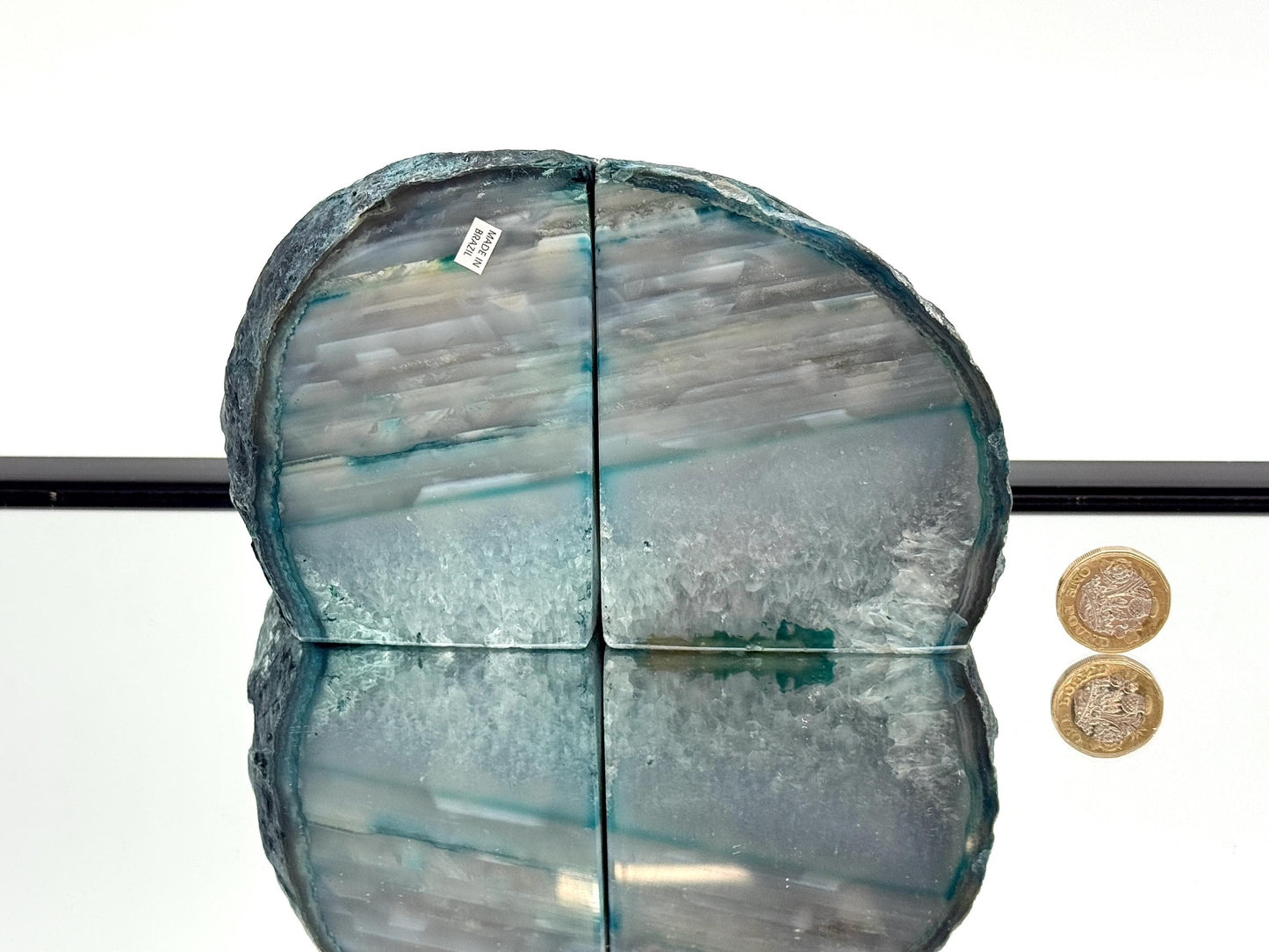 Large Crystal Bookends Home Decor Office Gift Blue Agate Quartz (#7)