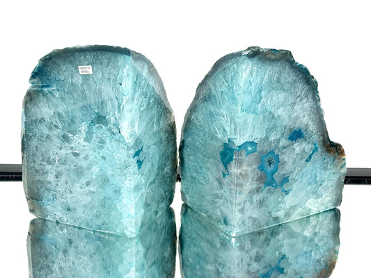 Large Crystal Bookends Home Decor Office Gift Blue Agate Quartz (#34)