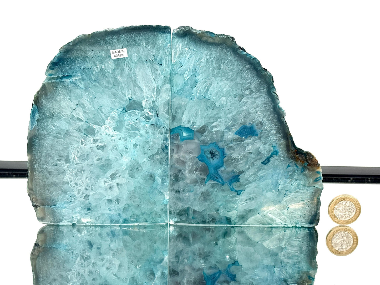 Large Crystal Bookends Home Decor Office Gift Blue Agate Quartz (#34)