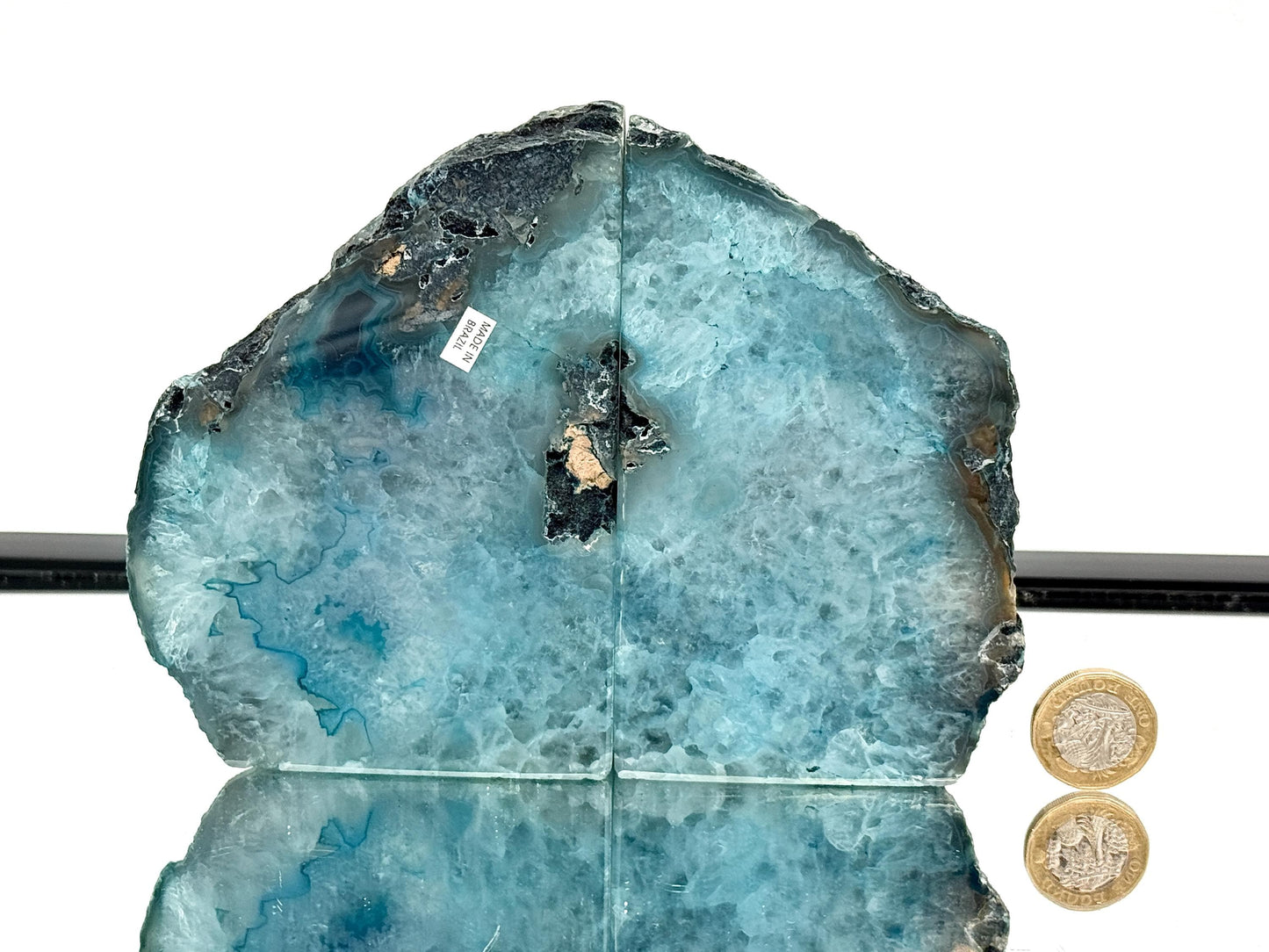 Large Crystal Bookends Home Decor Office Gift Blue Agate Quartz (#47)