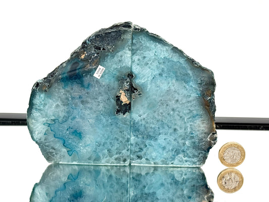 Large Crystal Bookends Home Decor Office Gift Blue Agate Quartz (#47)