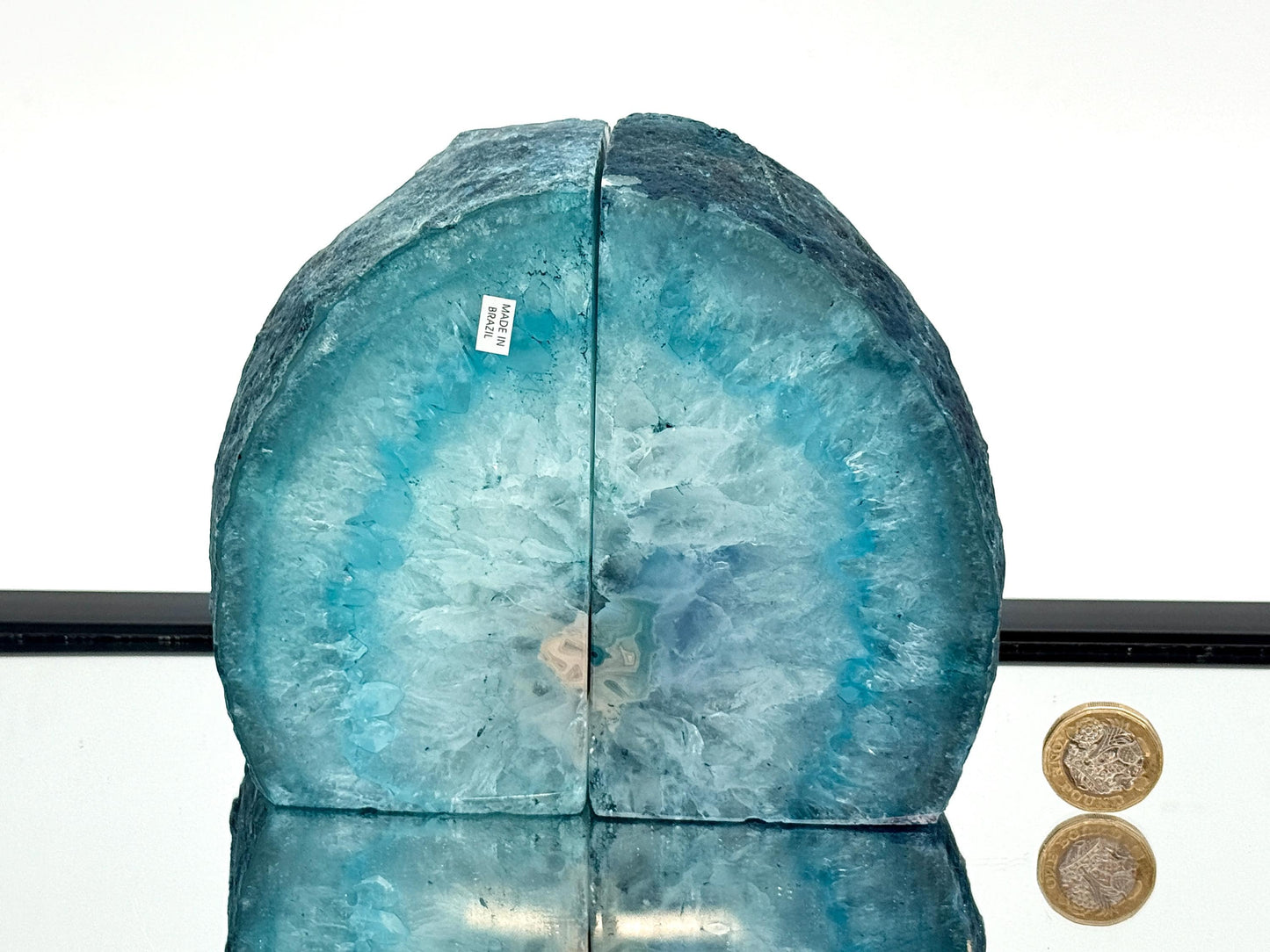 Large Crystal Bookends Home Decor Office Gift Blue Agate Quartz (#28)