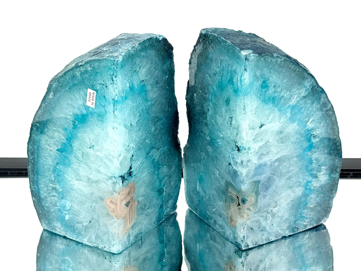 Large Crystal Bookends Home Decor Office Gift Blue Agate Quartz (#28)