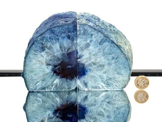 Large Crystal Bookends Home Decor Office Gift Blue Agate Quartz (#26)