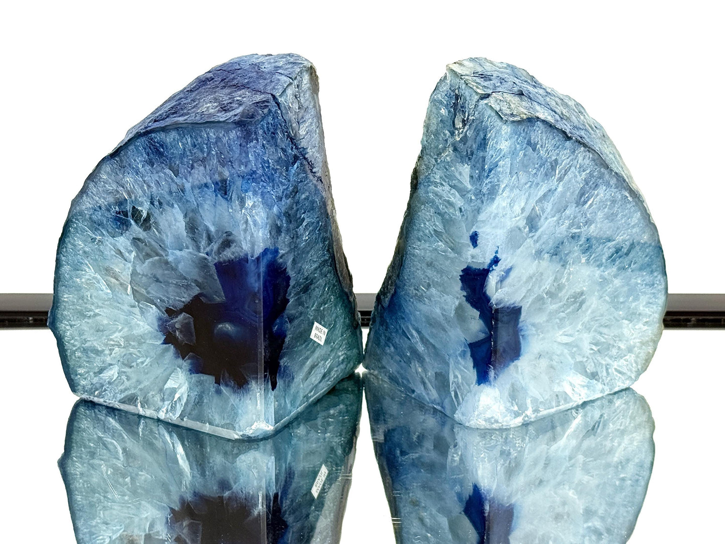 Large Crystal Bookends Home Decor Office Gift Blue Agate Quartz (#26)