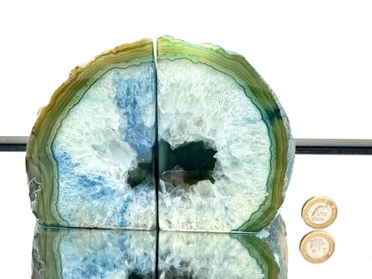 Blue Agate Quartz Crystal Bookends Home Decor Office Gift (#52)