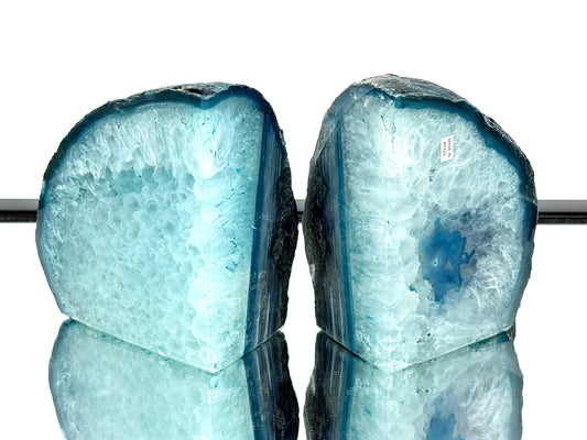 Blue Agate Quartz Crystal Bookends Home Decor Office Gift (#51)