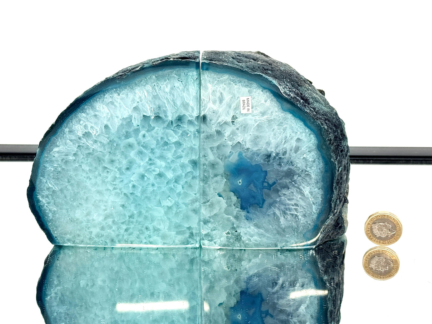 Blue Agate Quartz Crystal Bookends Home Decor Office Gift (#51)