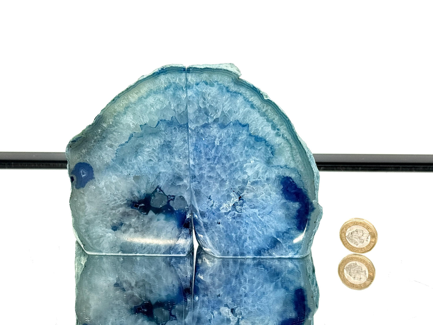 Blue Agate Quartz Crystal Bookends Home Decor Office Gift (#50)