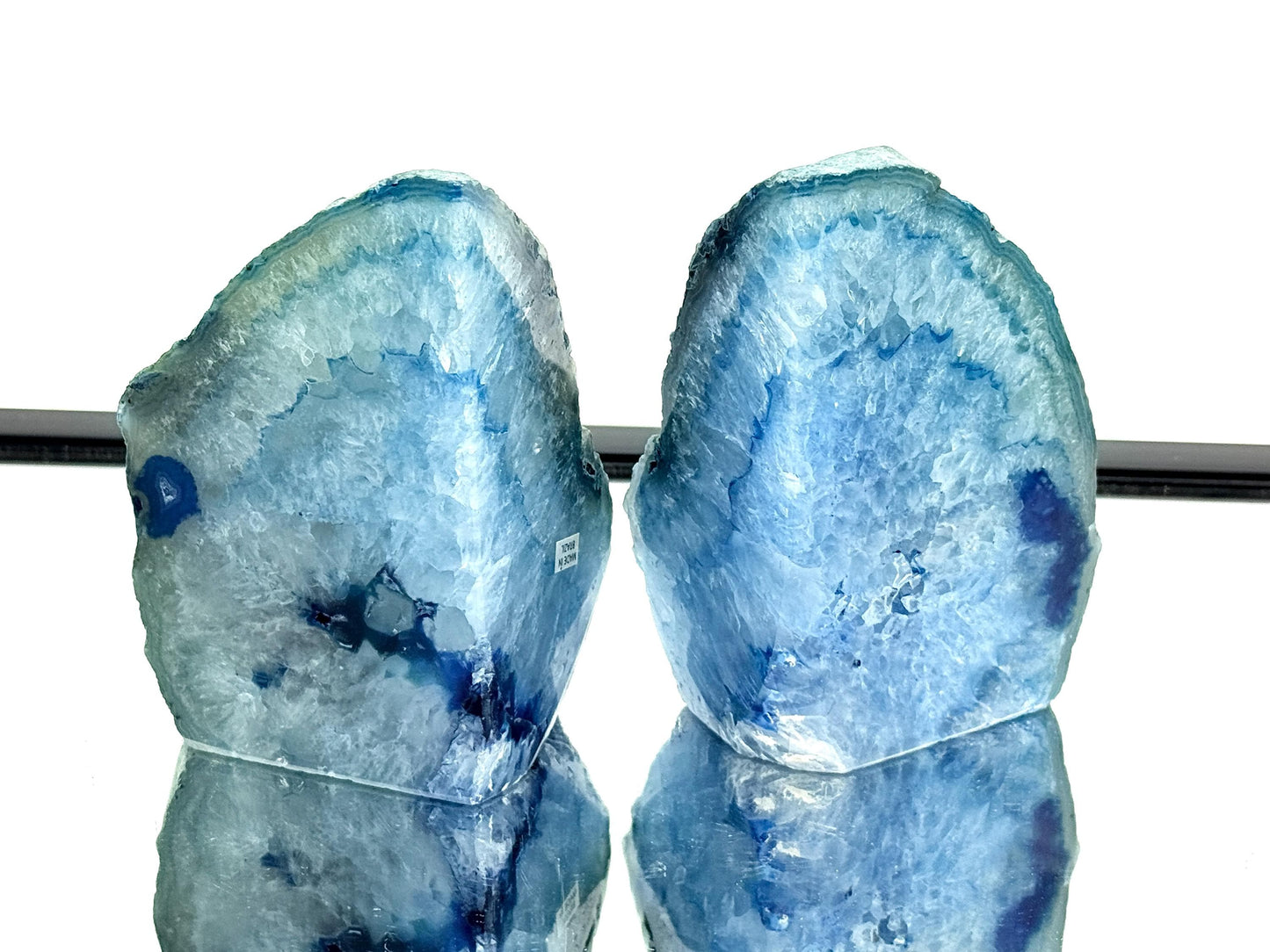 Blue Agate Quartz Crystal Bookends Home Decor Office Gift (#50)