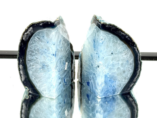 Blue Agate Quartz Crystal Bookends Home Decor Office Gift (#49)