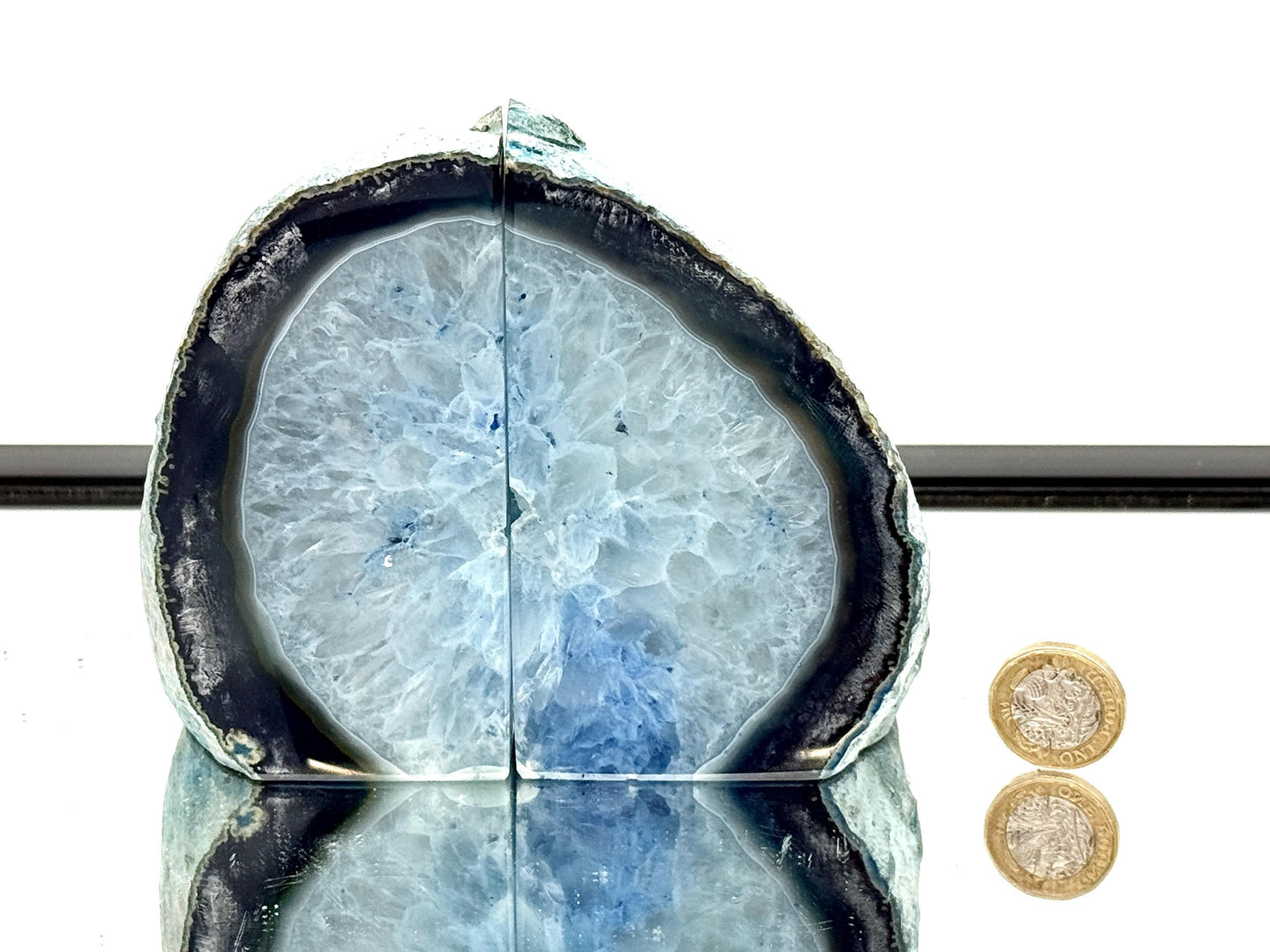 Blue Agate Quartz Crystal Bookends Home Decor Office Gift (#49)