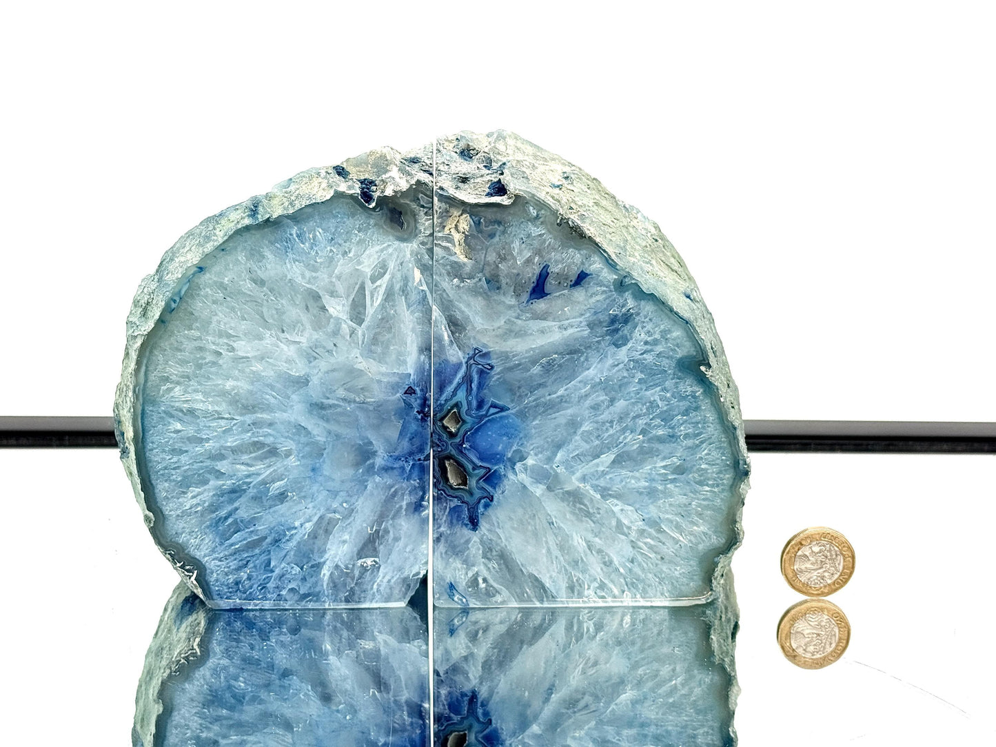 Blue Agate Quartz Crystal Bookends Home Decor Office Gift (#46)