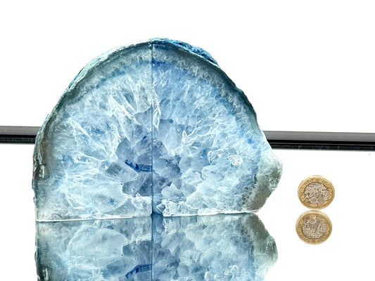 Blue Agate Quartz Crystal Bookends Home Decor Office Gift (#28)