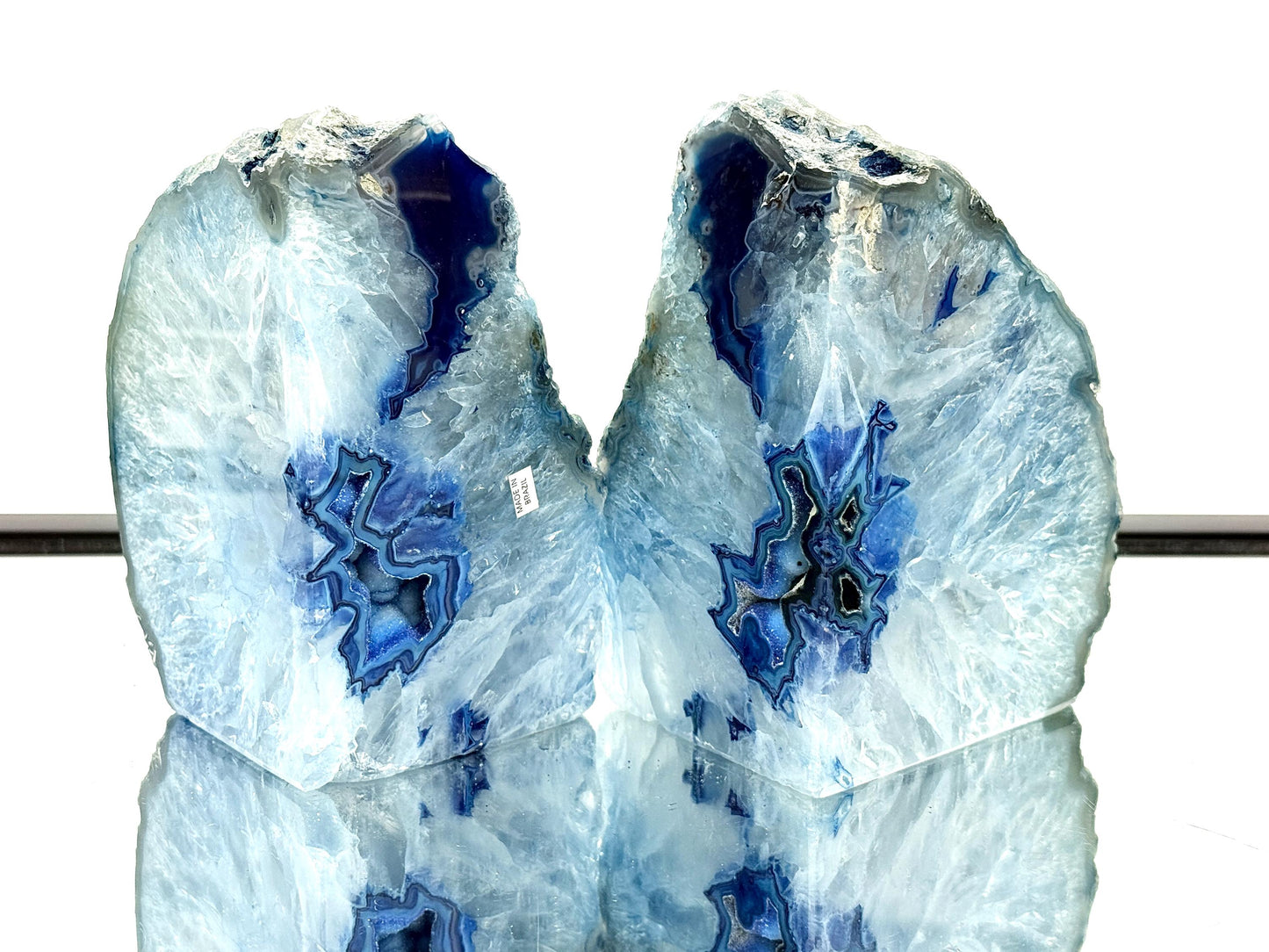Blue Agate Quartz Crystal Bookends Home Decor Office Gift (#46)