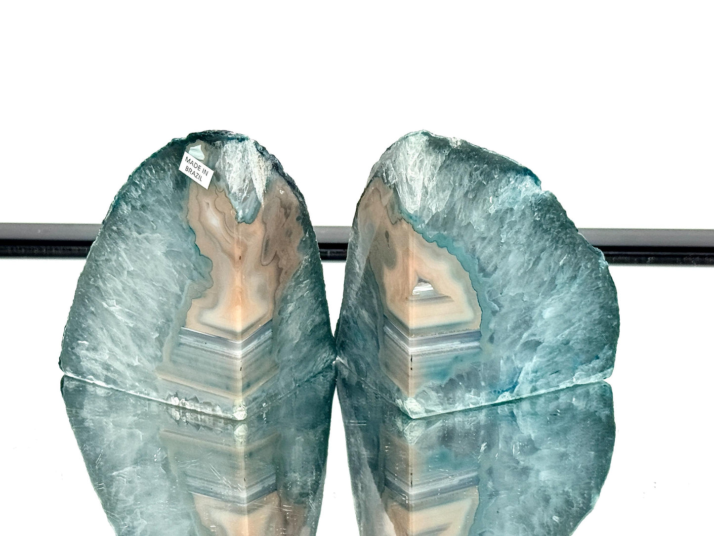 Blue Agate Quartz Crystal Bookends Home Decor Office Gift (#26)