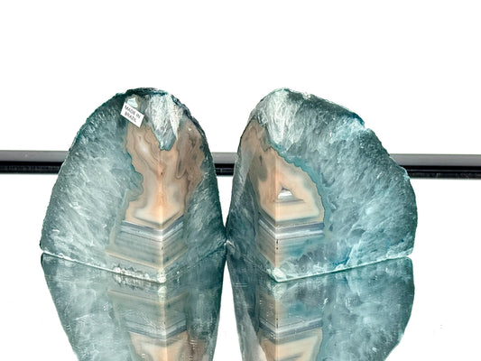 Blue Agate Quartz Crystal Bookends Home Decor Office Gift (#26)