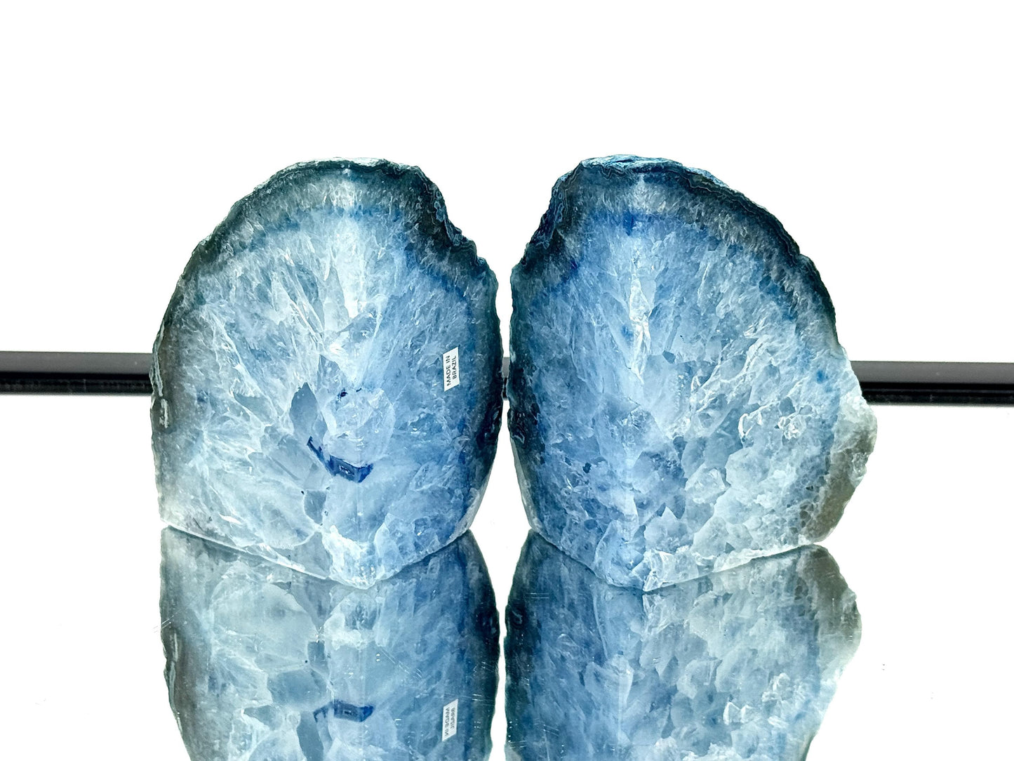 Blue Agate Quartz Crystal Bookends Home Decor Office Gift (#28)