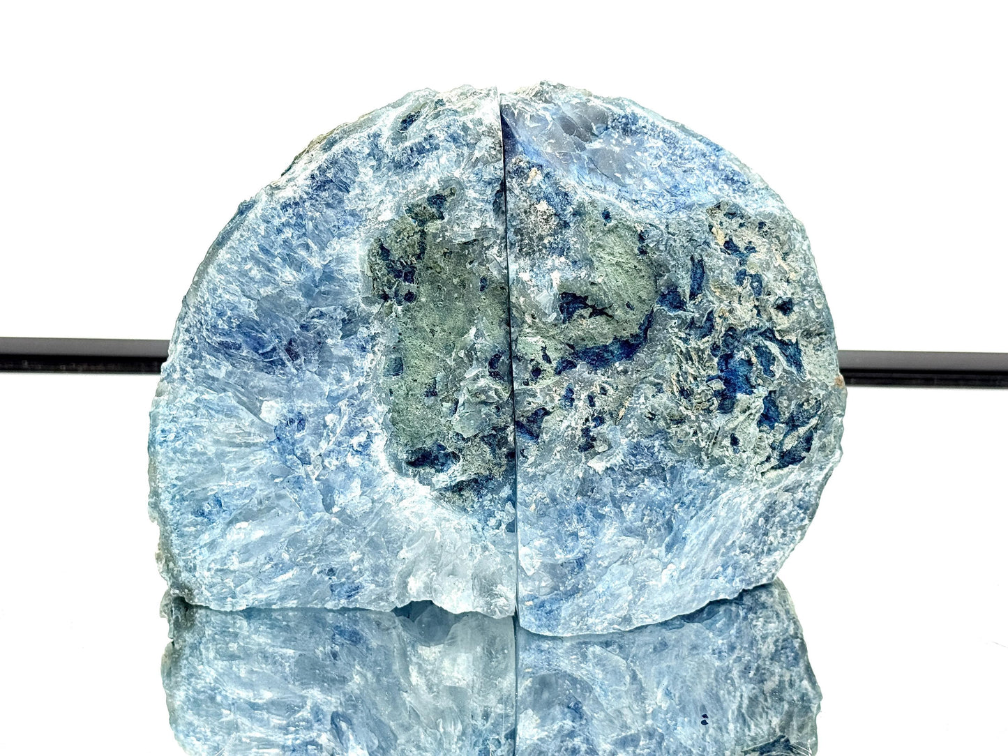 Blue Agate Quartz Crystal Bookends Home Decor Office Gift (#46)