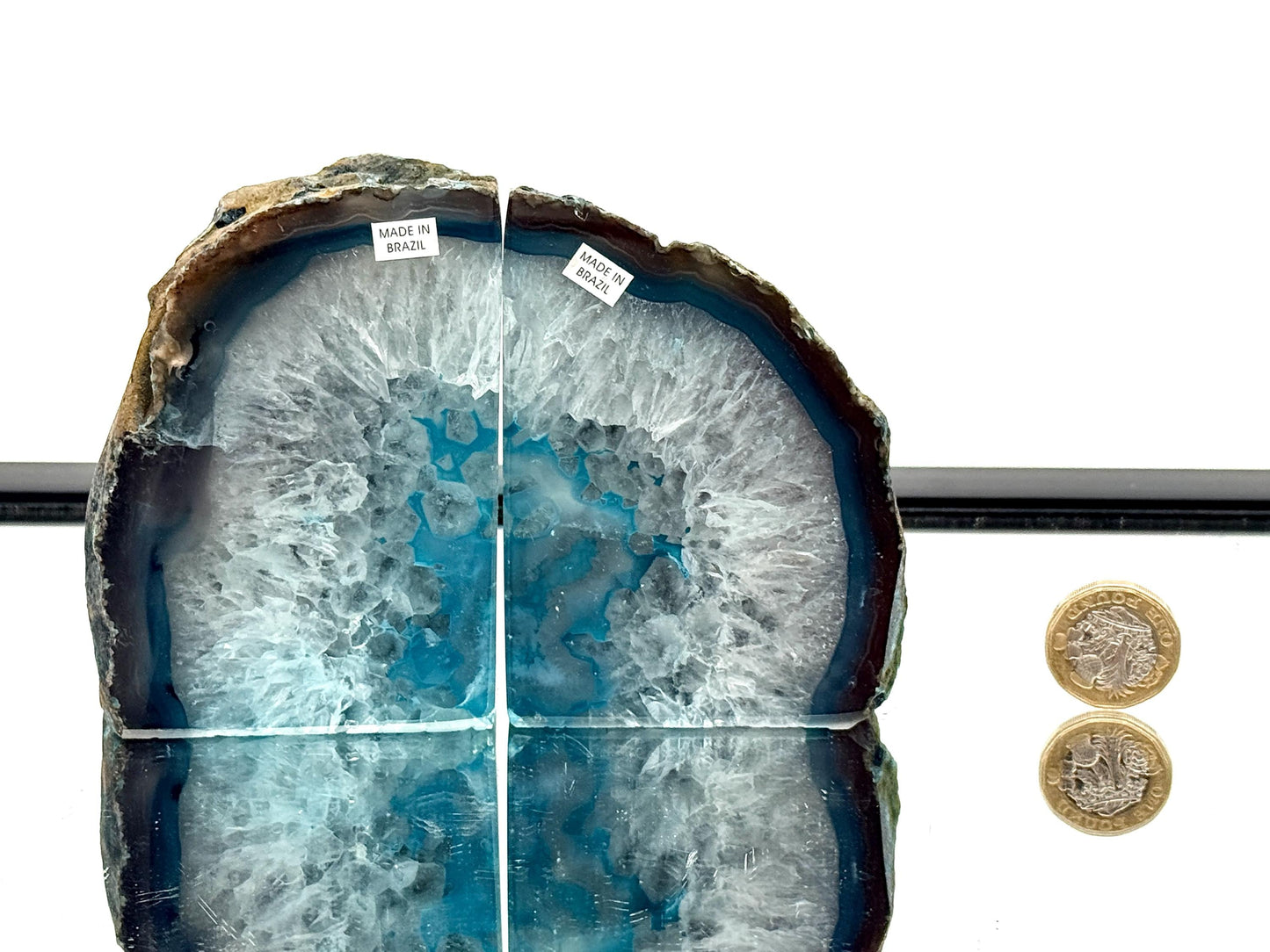 Blue Agate Quartz Crystal Bookends Home Decor Office Gift (#20)