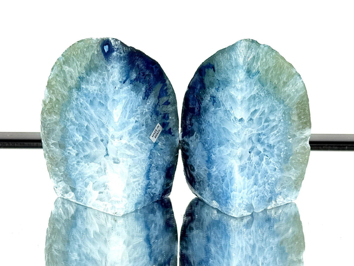 Blue Agate Quartz Crystal Bookends Home Decor Office Gift (#19)