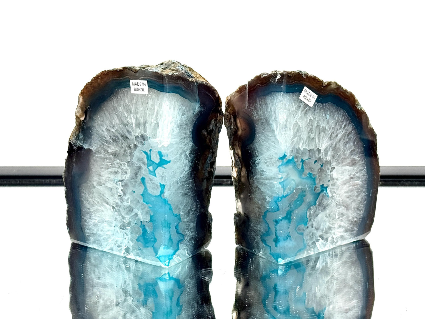 Blue Agate Quartz Crystal Bookends Home Decor Office Gift (#20)