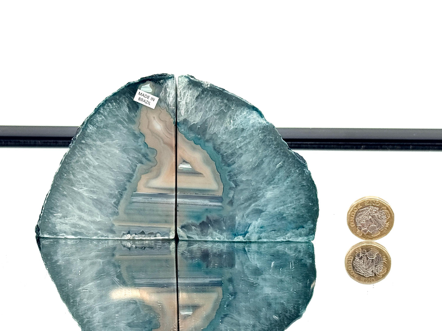 Blue Agate Quartz Crystal Bookends Home Decor Office Gift (#26)