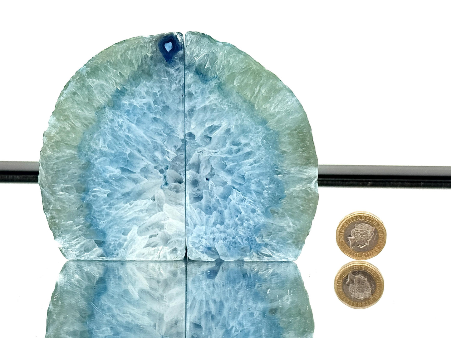 Blue Agate Quartz Crystal Bookends Home Decor Office Gift (#19)