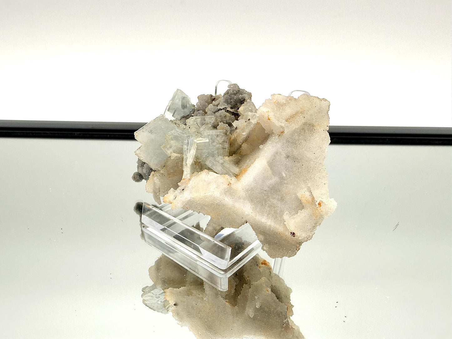 12) Blue Baryte Crystal With Baryte, Pyrite, Quartz and Galena - Morocco