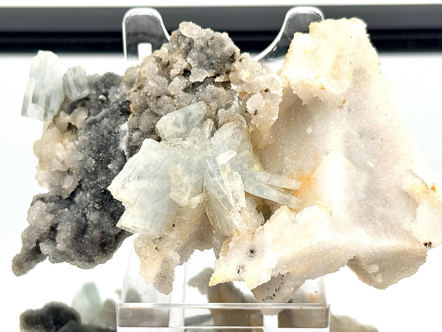 12) Blue Baryte Crystal With Baryte, Pyrite, Quartz and Galena - Morocco