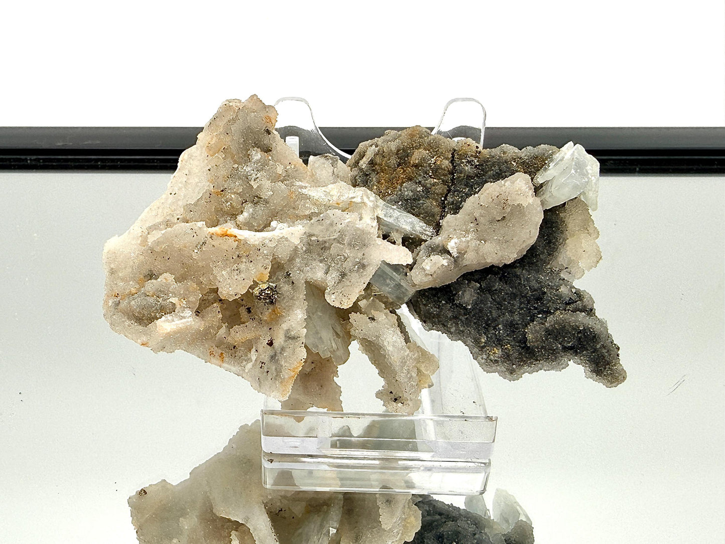 12) Blue Baryte Crystal With Baryte, Pyrite, Quartz and Galena - Morocco