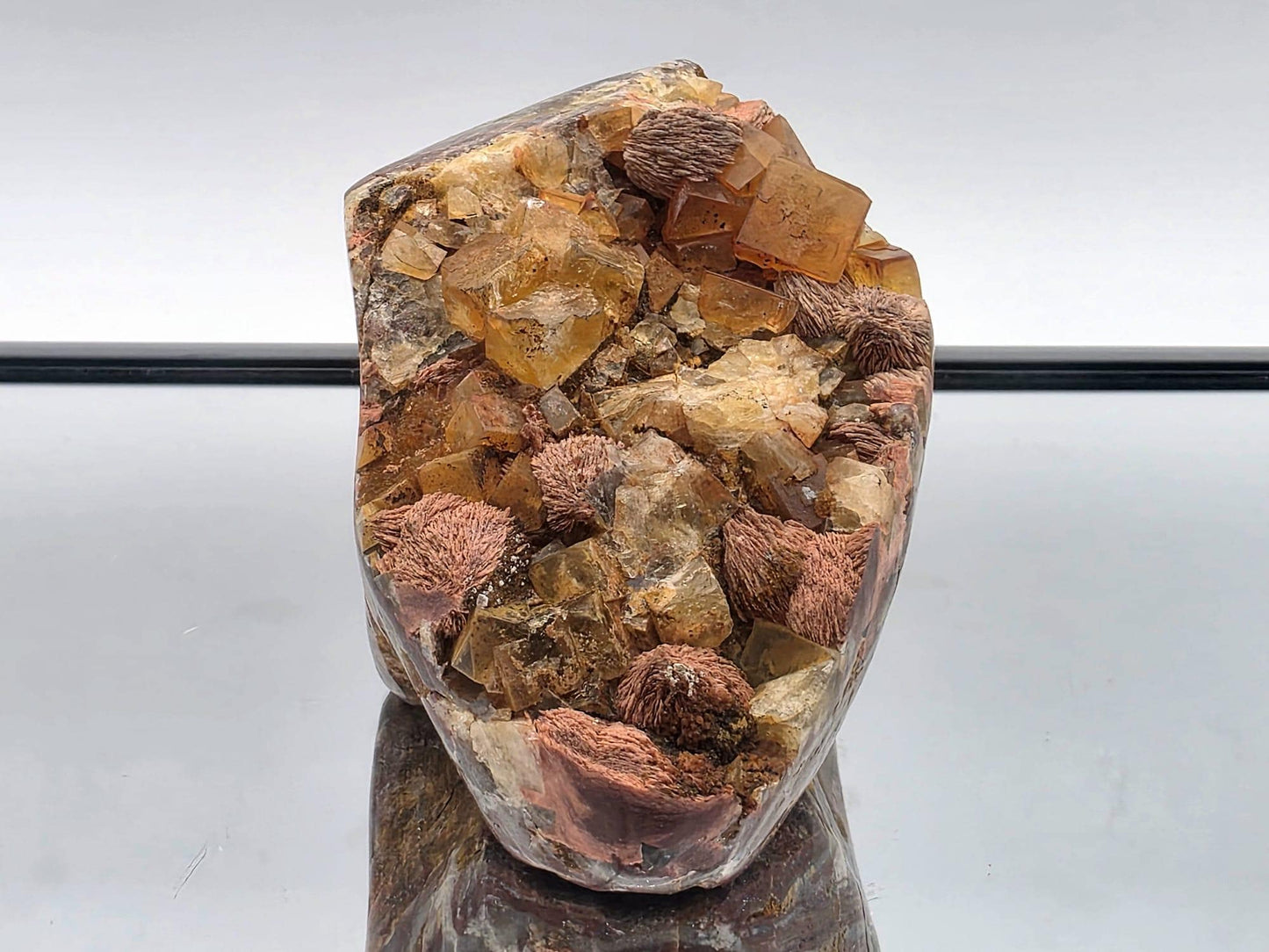 Large Yellow Fluorite on Polished Quartz Matrix | Collectors Crystal (DP)