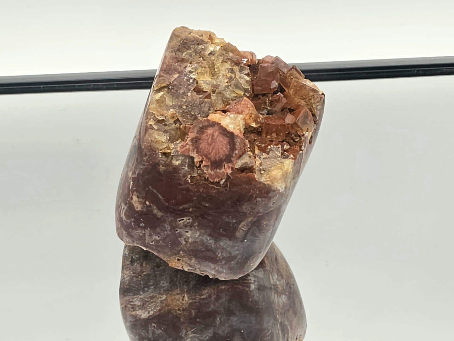 Yellow Fluorite on Polished Quartz Matrix | Collectors Crystal (#4)