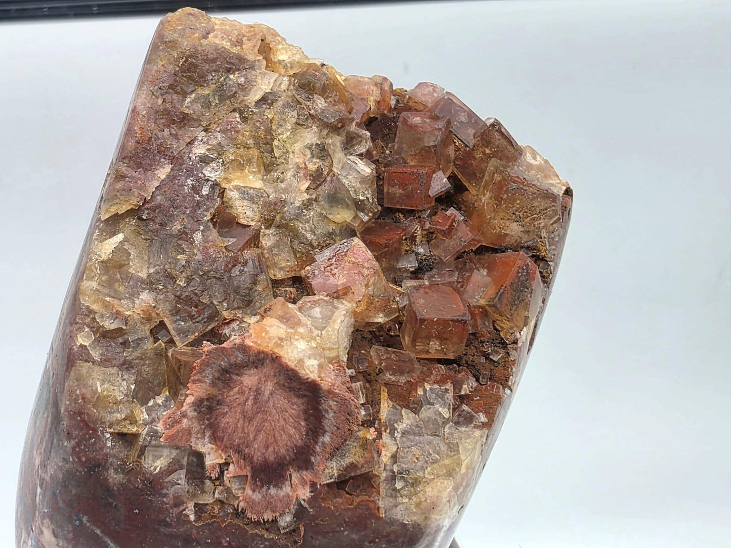 Yellow Fluorite on Polished Quartz Matrix | Collectors Crystal (#4)