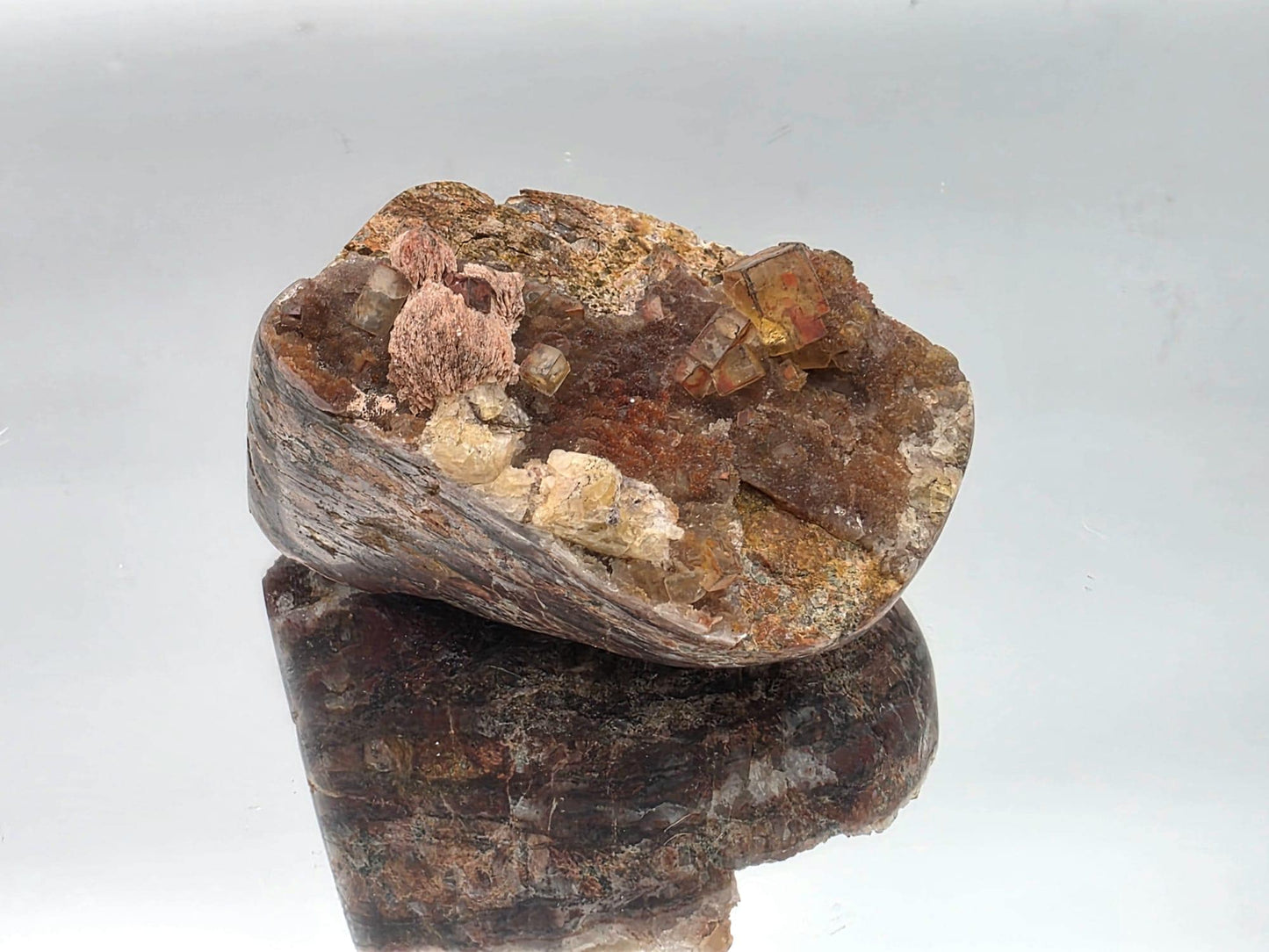 Yellow Fluorite on Polished Quartz Matrix | Collectors Crystal (#5)