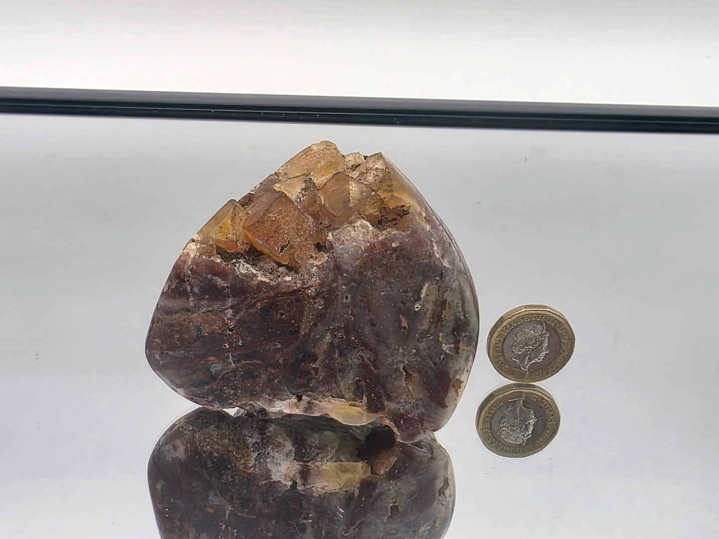 Yellow Fluorite on Polished Quartz Matrix | Collectors Crystal (#3)