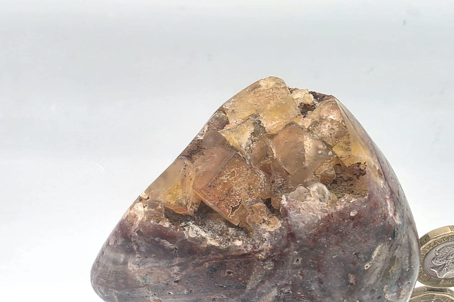 Yellow Fluorite on Polished Quartz Matrix | Collectors Crystal (#3)