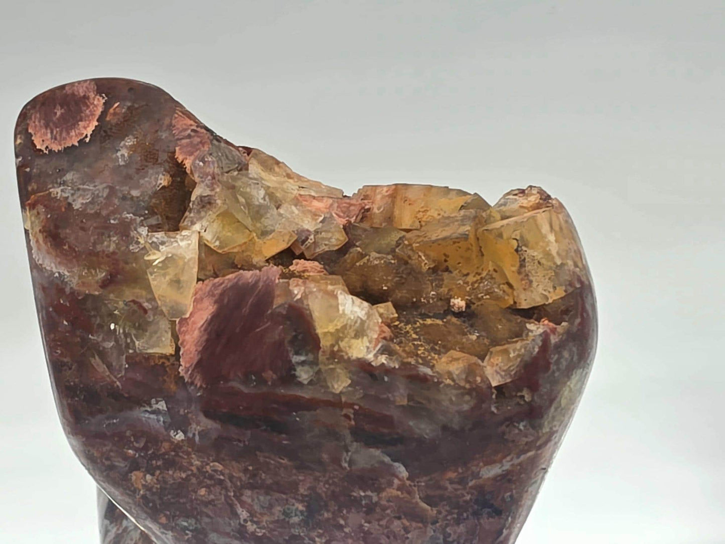 Yellow Fluorite on Polished Quartz Matrix | Collectors Crystal (#1)