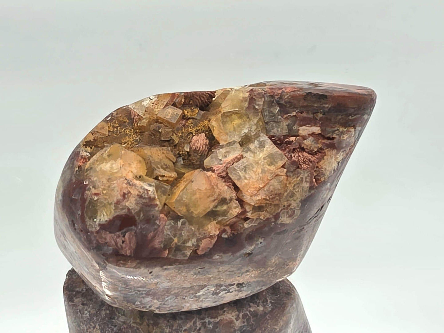 Yellow Fluorite on Polished Quartz Matrix | Collectors Crystal (#1)