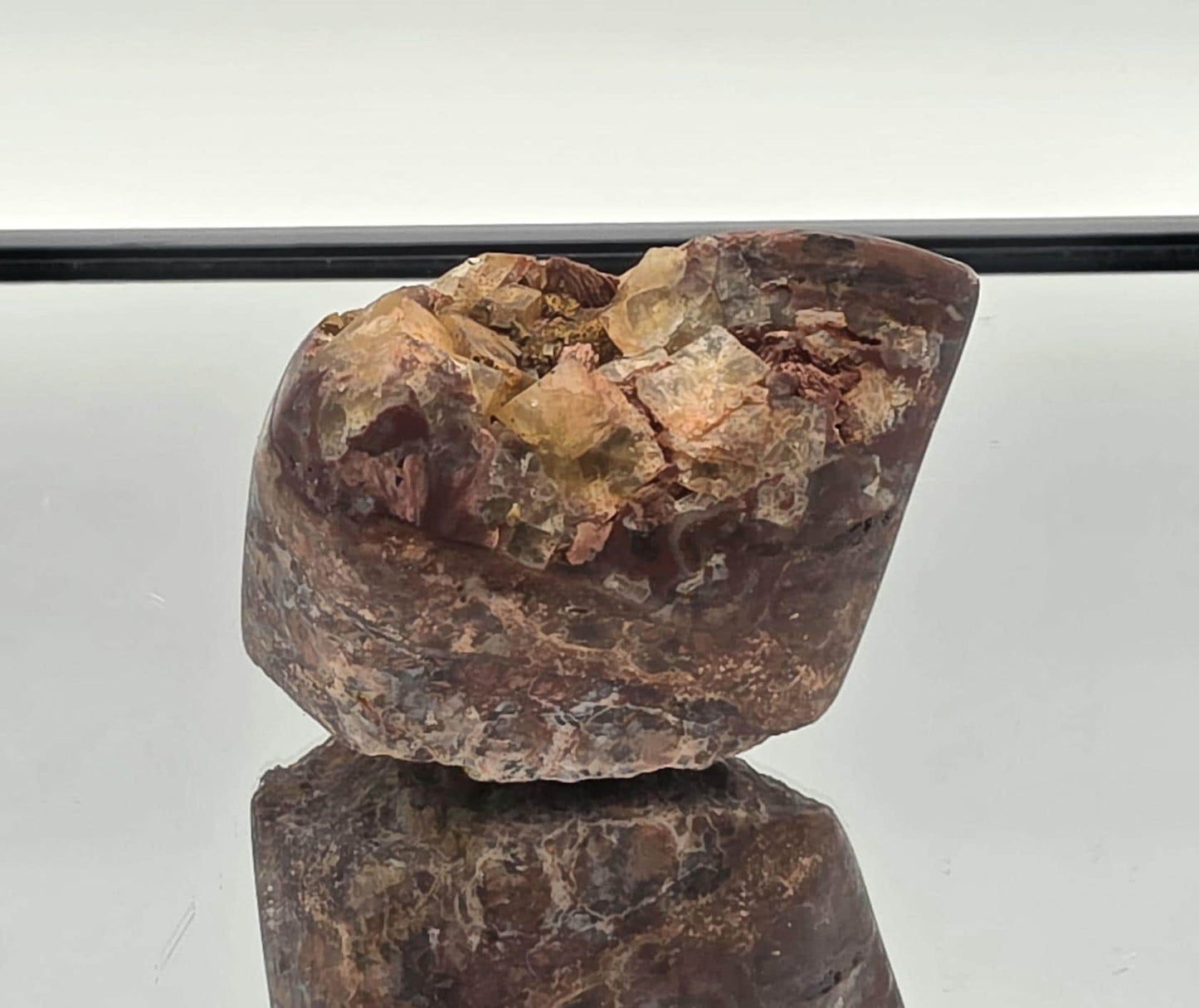 Yellow Fluorite on Polished Quartz Matrix | Collectors Crystal (#1)
