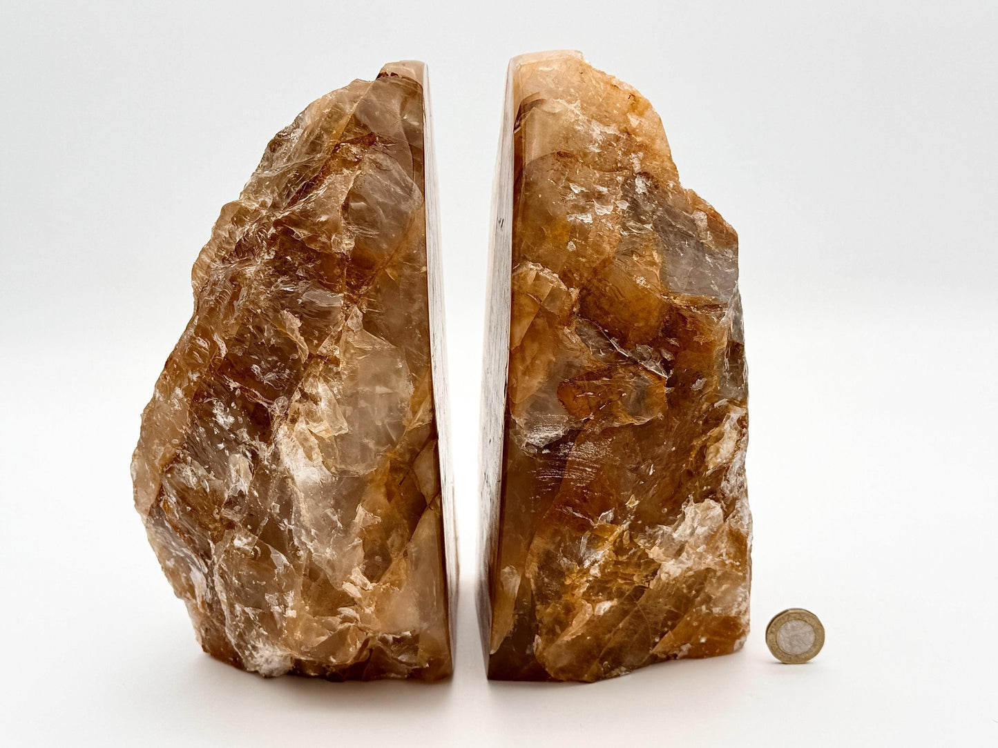 Extra Large Golden Healer Quartz Crystal Half-Polished Bookends (#DP)