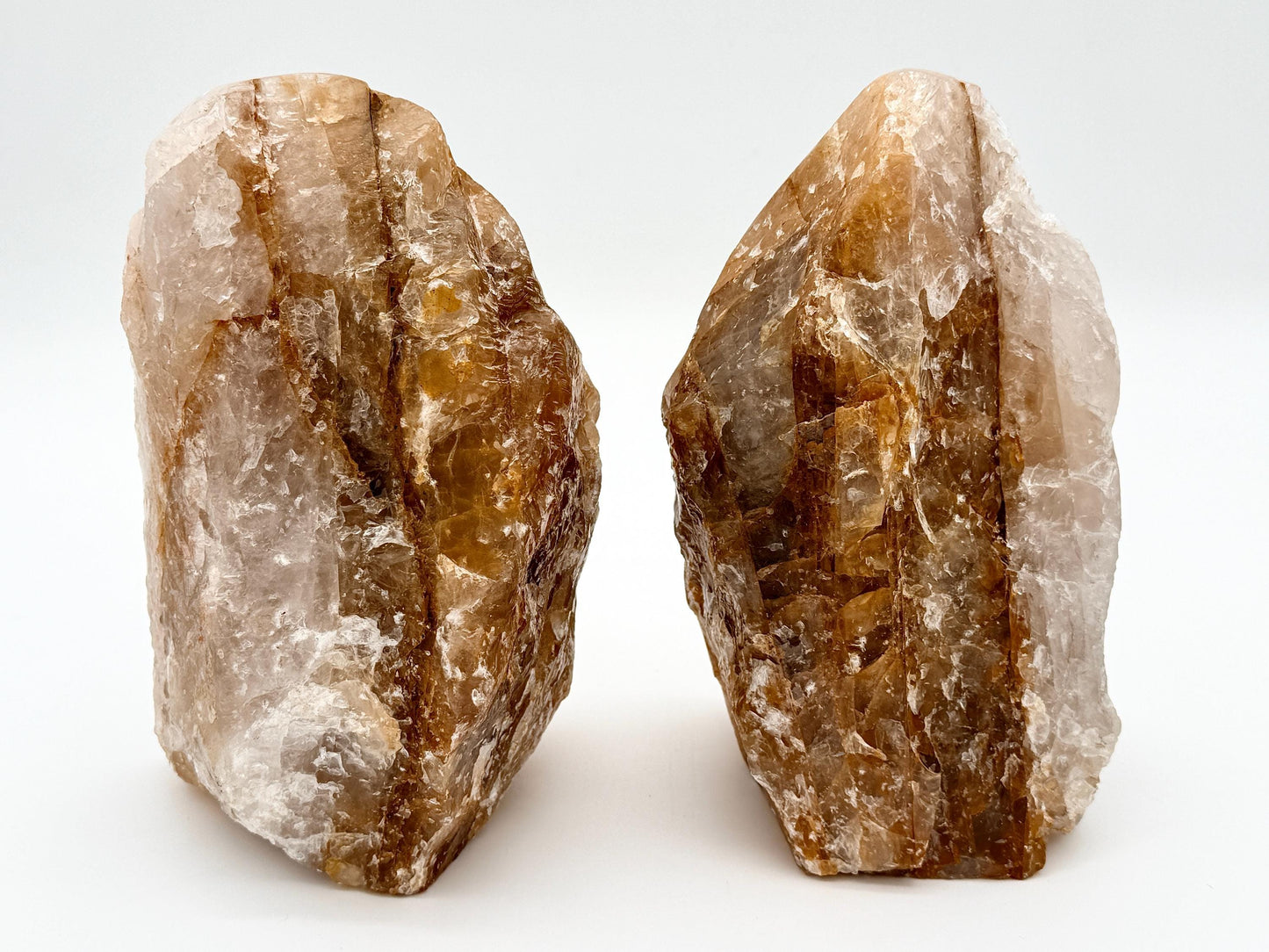 Extra Large Golden Healer Quartz Crystal Half-Polished Bookends (#DP)