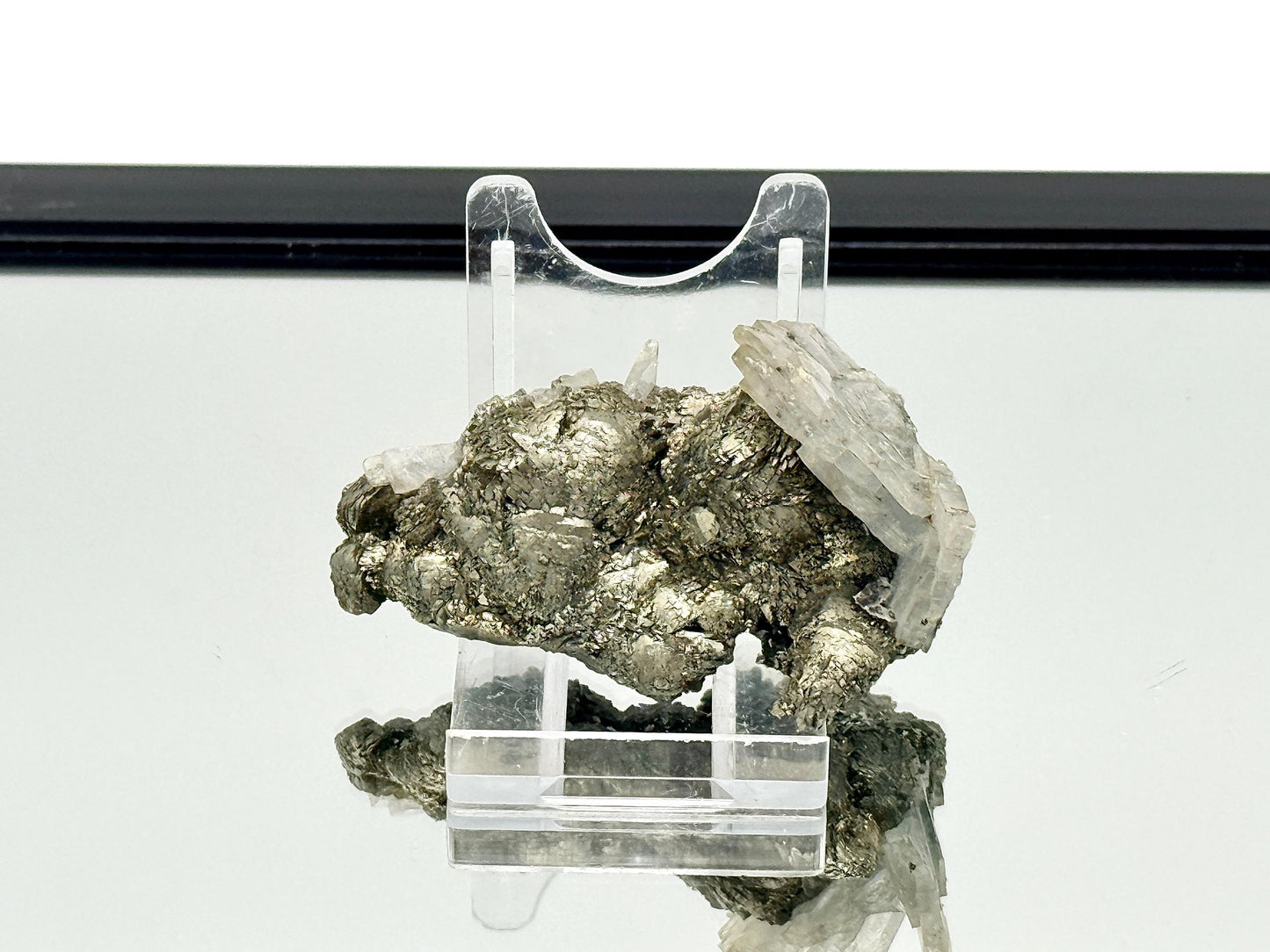 16) Blue Baryte Crystal With Marcasite Pyrite - Morocco