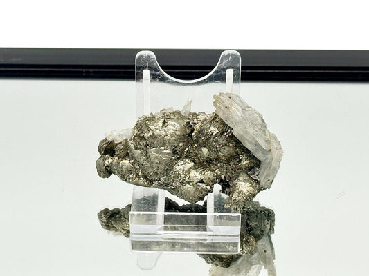 16) Blue Baryte Crystal With Marcasite Pyrite - Morocco