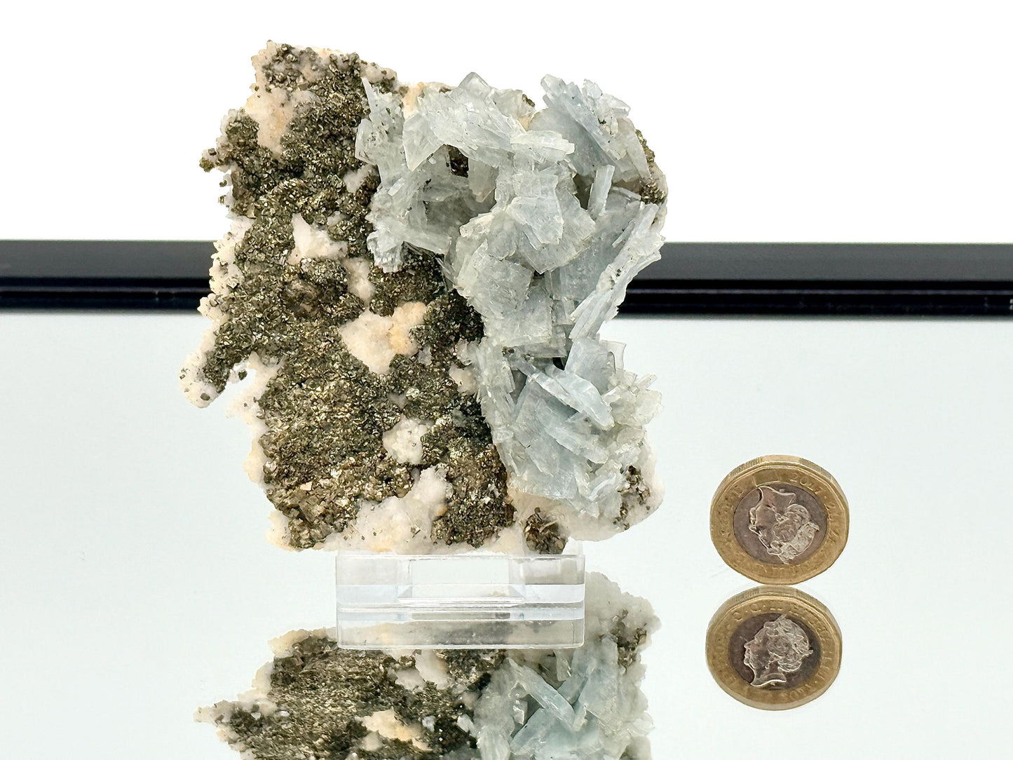 15) Blue Baryte Crystal With Baryte, Pyrite, Quartz - Morocco