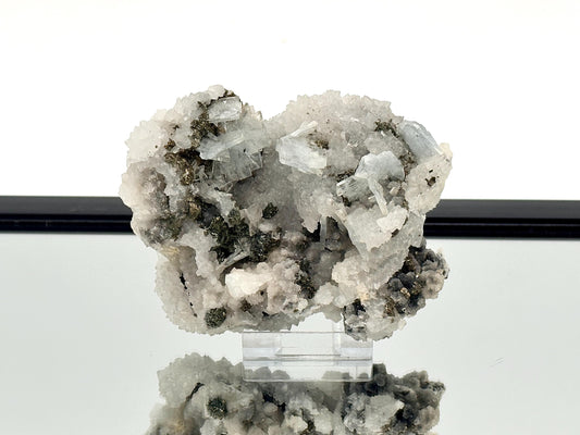 13) Blue Baryte Crystal With Baryte, Pyrite, Quartz and Galena - Morocco
