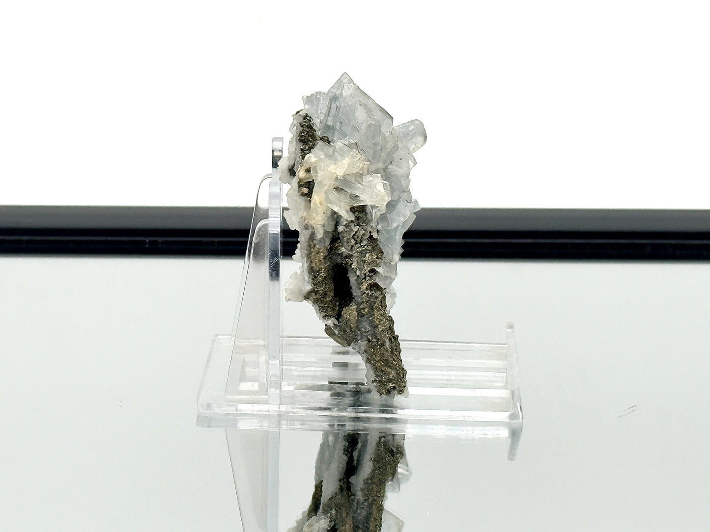 14) Blue Baryte Crystal With Baryte, Pyrite, Quartz - Morocco
