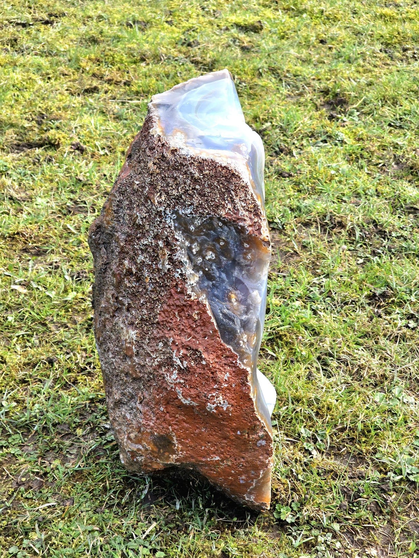 Large Blue Agate Crystal Geode 29.5kg – Polished Natural Madagascar Druze Agate Crystal Display