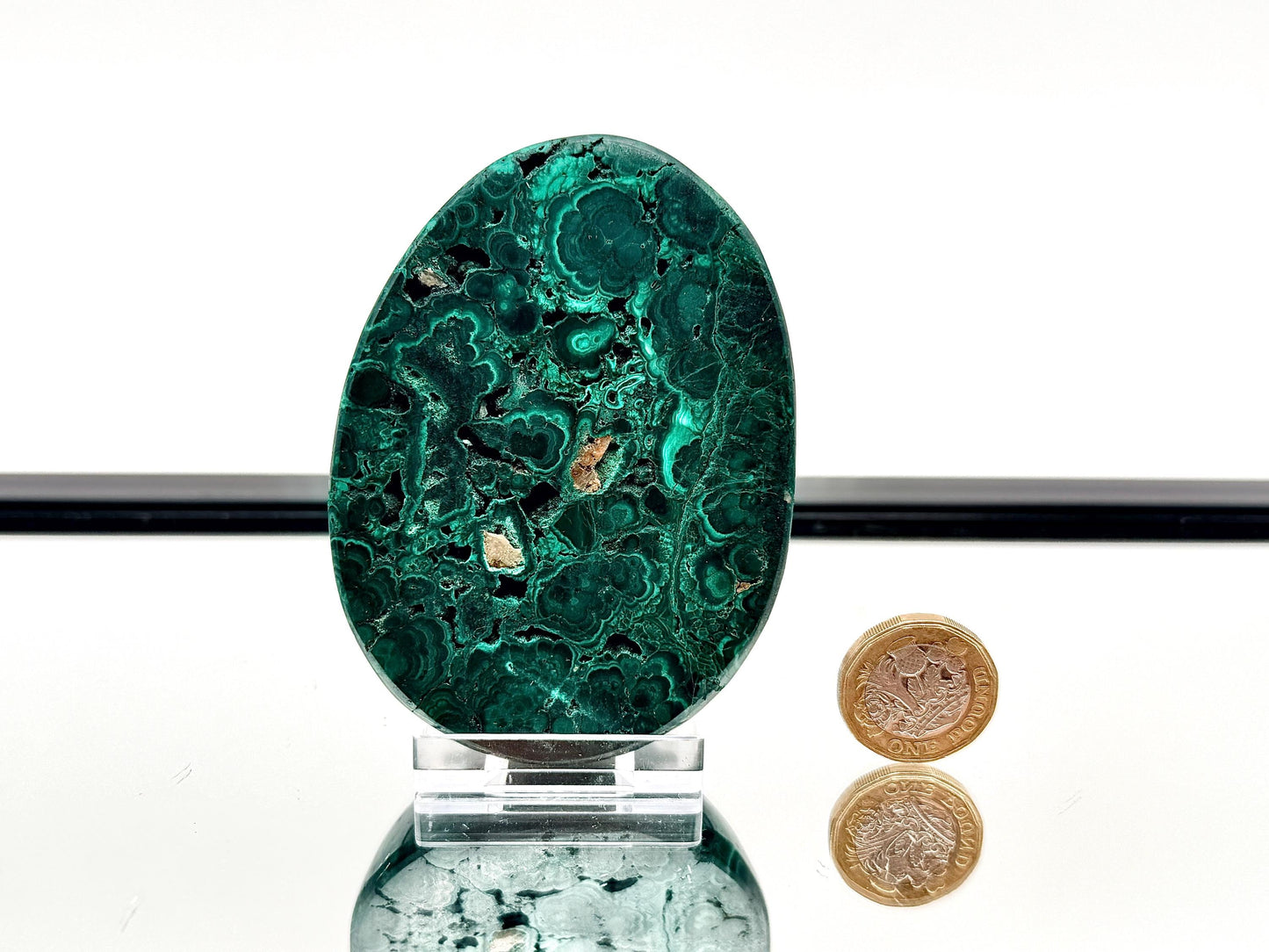 Large Malachite Crystal Half Egg - 400g (DP)